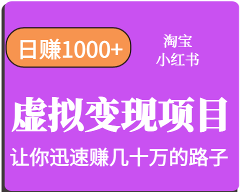 淘宝OR小红书虚拟变现,日赚1000+,多账号操作年收入几十W不等-轻创社项目网