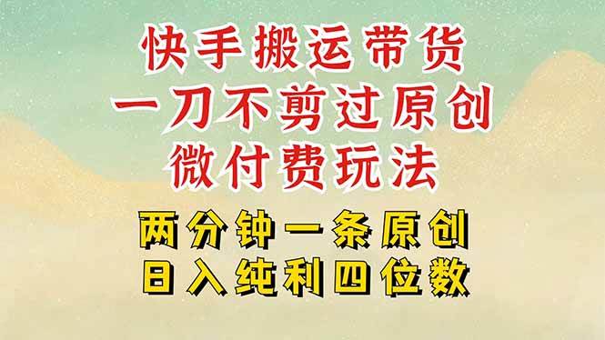（15577期）快手黑科技搬运带货，一刀不剪过原创，微付费投流玩法，轻松日入四位数…-轻创社项目网