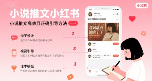 小说推文小红书高转化引导方法实操课,小说推文高效且正确引导方法-轻创社项目网