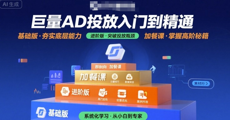 巨量AD投放入门到精通,基础版+进阶版+加餐课-轻创社项目网