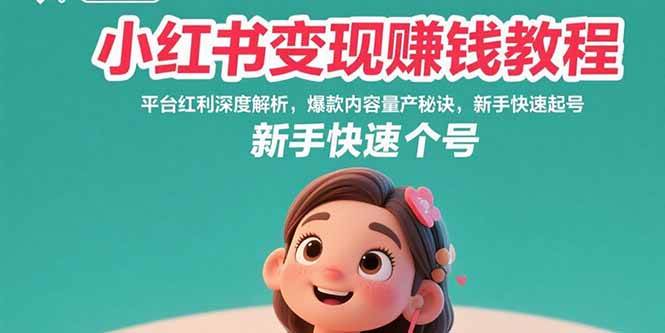 （15559期）小红书变现赚钱教程：平台红利深度解析，爆款内容量产秘诀，新手快速起号-轻创社项目网