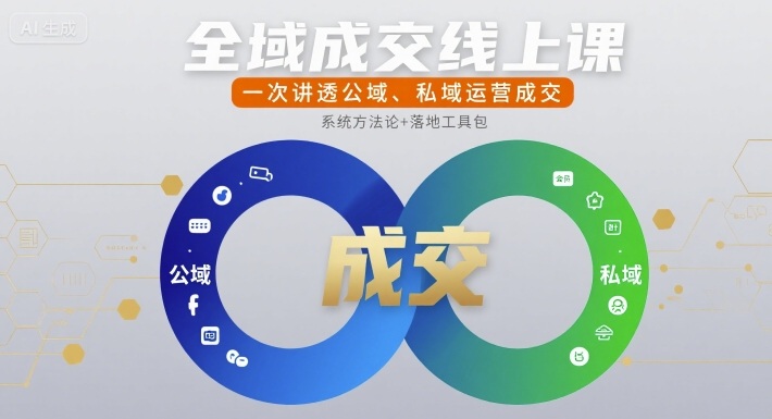 全域成交线上课,一次讲透公域、私域运营成交-轻创社项目网