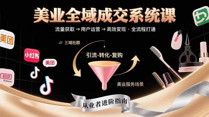(15650期)美业全域成交系统课程:帮助美业从业者打通从流量获取到高效变现全流程-轻创社项目网