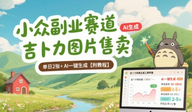 小众副业赛道 吉卜力图片售卖 单日2张+ AI一键生成【附教程】-轻创社项目网