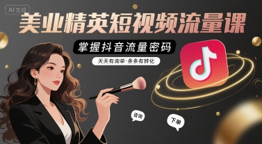 美业精英短视频流量课,掌握抖音流量密码,天天有询单,条条有转化-轻创社项目网