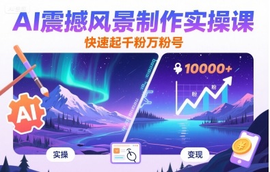 AI震撼风景制作实操课,快速起千粉万粉号-轻创社项目网