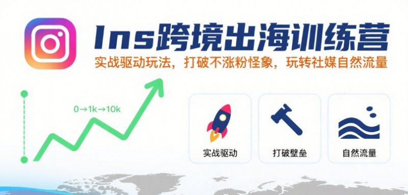 Ins跨境出海训练营,实战驱动玩法,打破不涨粉怪象,玩转社媒自然流量-轻创社项目网