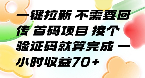 一键拉新 不需要回传 首码项目 接个验证码就算完成 一小时收益70+【揭秘】-轻创社项目网