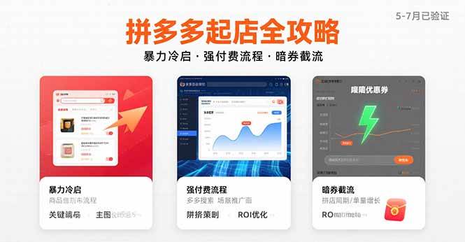 (15670期)拼多多起店全攻略,暴力冷启,强付费流程,暗券截流,5-7月已验证的方法-轻创社项目网