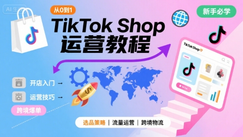 TikTok Shop从0到1运营教程,TikTok跨境电商新手必学课程-轻创社项目网