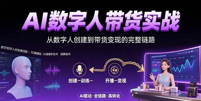 （15548期）AI数字人+带货实战：从数字人创建到带货变现的完整链路-轻创社项目网