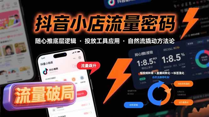 (15680期)抖音小店流量密码,随心推底层逻辑,投放工具应用,自然流撬动核心方法论-轻创社项目网