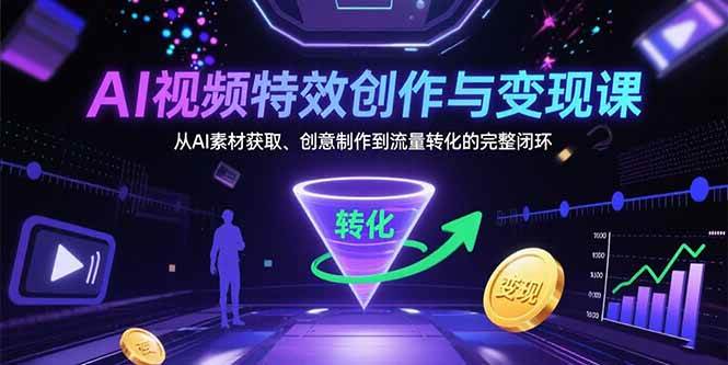 (15587期)AI视频特效创作与变现课:从AI素材获取、创意制作到流量转化的完整闭环-轻创社项目网