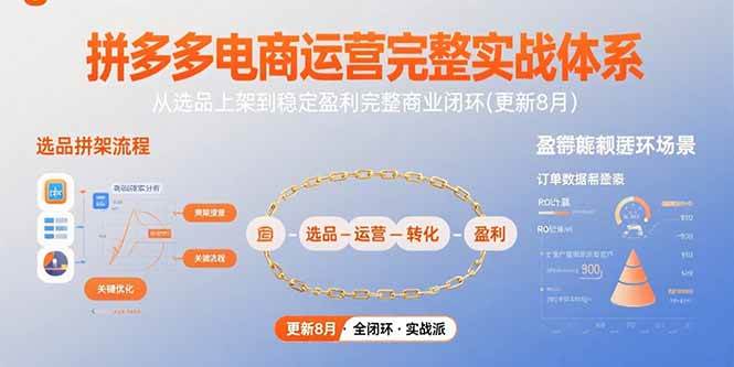 （15579期）拼多多电商运营完整实战体系，从选品上架到稳定盈利完整商业闭环(更新8月)-轻创社项目网