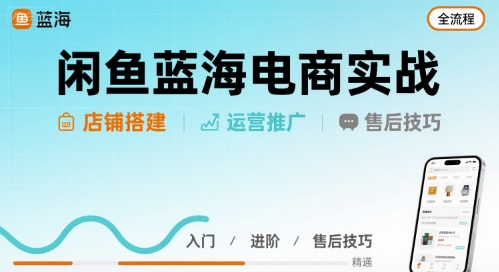闲鱼蓝海电商实战,店铺搭建运营售后全流程-轻创社项目网
