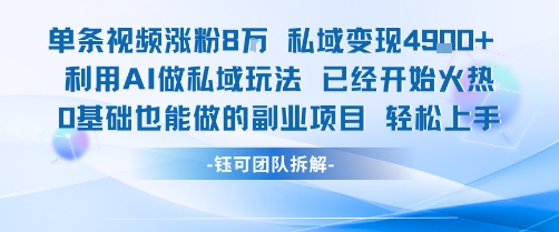 单条视频私域变现4.9k+利用AI做私域玩法 已经开始火热0基础也能做的副业项目轻松上手-轻创社项目网