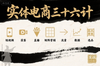 实体电商三十六计,短视频-获客-直播-矩阵营销-流量-数据-选品-轻创社项目网