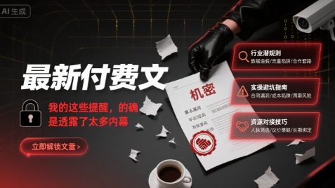 最新付费文:我的这些提醒,的确是透露了太多内幕-轻创社项目网