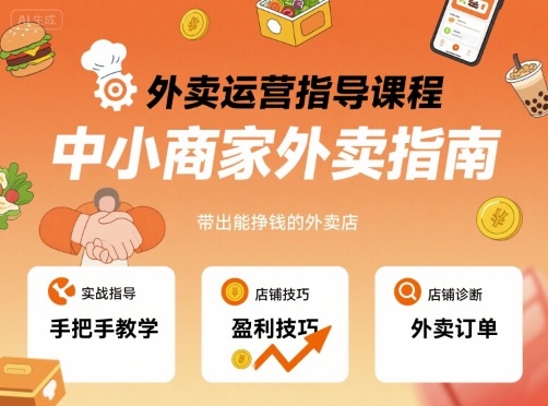 外卖运营指导课程,中小商家外卖指南,手把手带出能挣钱的外卖店-轻创社项目网