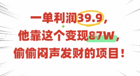 一单利润39.9,有人靠这个变现几十个,偷偷闷声发财的项目-轻创社项目网