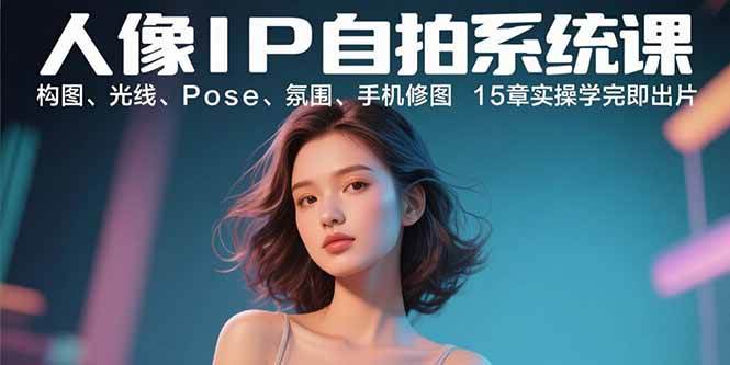 (15920期)人像IP自拍系统课:构图、光线、Pose、氛围、手机修图 15章实操学完即出片-轻创社项目网