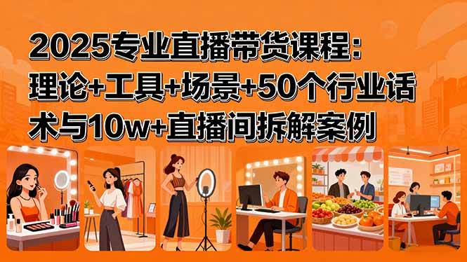(15988期)2025专业直播带货课程:理论+工具+场景+50个行业话术与10w+直播间拆解案例-轻创社项目网