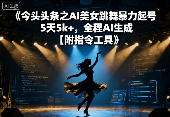 今日头条之AI美女跳舞暴力起号,5天1k+,全程AI生成【附指令工具】-轻创社项目网