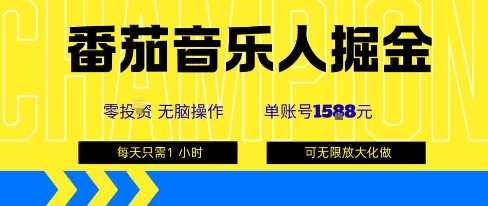 番茄音乐人掘金,单账号最高可撸1k+,可无限矩阵去做,零投入-轻创社项目网