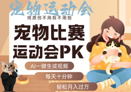 AI一键生成宠物比赛运动会PK视频,纯原创不用剪不用拍,每天十分钟,轻松月入过1W+-轻创社项目网