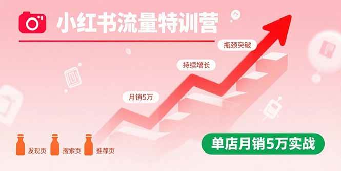 (15936期)小红书流量特训营:突破流量瓶颈,实现店铺持续增长,单店月销5万实战-轻创社项目网