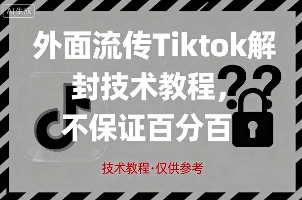 外面流传Tiktok解封技术教程,不保证百分百,具体自测-轻创社项目网