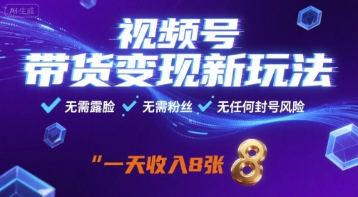视频号带货变现新玩法,无需露脸,无需粉丝,无任何封号风险,一天收益8张【揭秘】-轻创社项目网