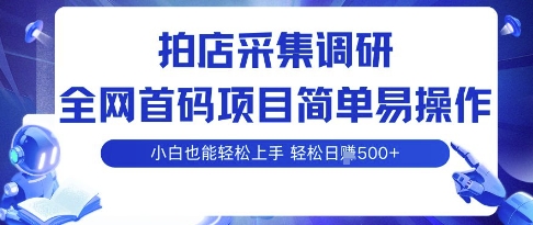 拍店采集调研,全网首码项目,简单易操作, 小白也能轻松上手,多账号操作,轻松日入5张【揭秘】-轻创社项目网