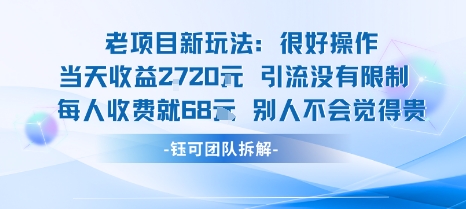 老项目新玩法当天收益1k+每个人收费68米?不违规不封号-轻创社项目网