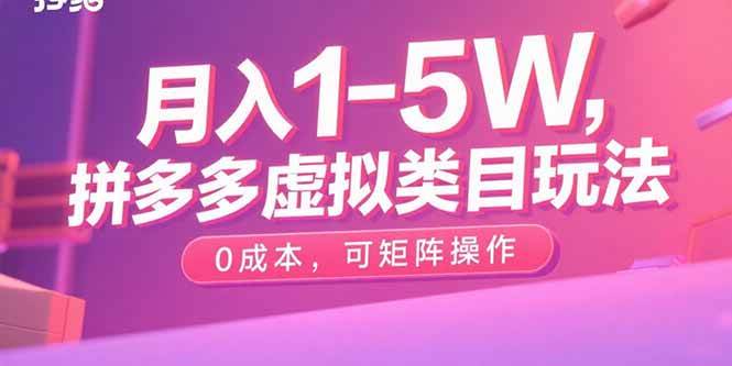(15903期)月入1-5W,拼多多虚拟类目玩法,0成本,可矩阵操作-轻创社项目网