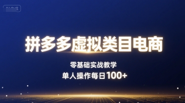 拼多多虚拟类目电商,零基础实战教学,单人操作每日100+-轻创社项目网