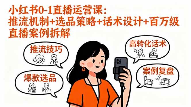 (16002期)小红书0-1直播运营课:推流机制+选品策略+话术设计+百万级直播案例拆解-轻创社项目网
