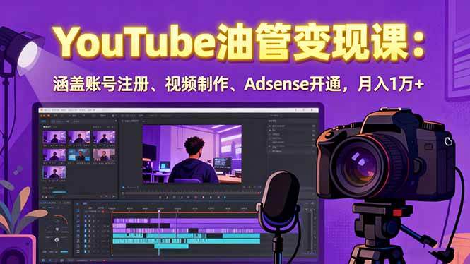 (15987期)2025YouTube油管变现课:涵盖账号注册、视频制作、Adsense开通,月入1万+-轻创社项目网