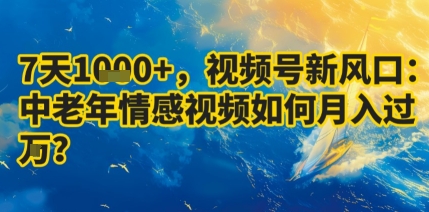 7天收益1k+,视频号新风口:中老年情感视频如何月入过W?-轻创社项目网