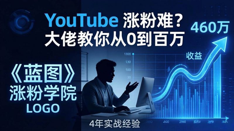 (17836期)YouTube 涨粉难?《蓝图涨粉学院》:4 年赚 460 万的大佬教策略,从0到百万有路径!-轻创社项目网