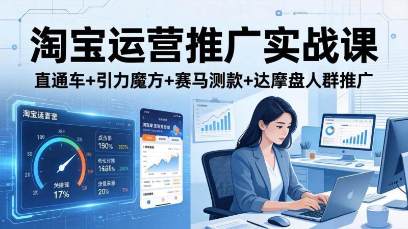 (17774期)淘宝运营推广实战课(更新26年3月)直通车+引力魔方+赛马测款+达摩盘人群推广等-轻创社项目网