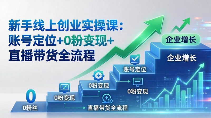 (17831期)新手线上创业实操课:账号定位+0粉变现+直播带货全流程,企业用户增长一步到位-轻创社项目网