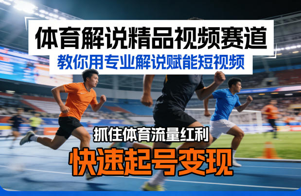 体育解说精品视频赛道,教你用专业解说赋能短视频,抓住体育流量红利,快速起号变现-轻创社项目网