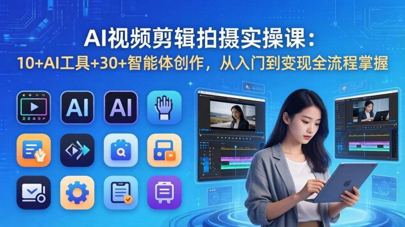 (17818期)AI 视频剪辑拍摄实操课:10+AI工具+30+智能体创作,从入门到变现全流程掌握-轻创社项目网
