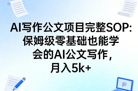 AI写作公文项目完整SOP,保姆级零基础也能学会的AI公文写作,月入5k+-轻创社项目网