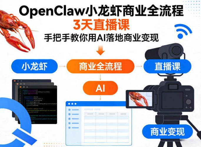 OpenClaw小龙虾商业全流程3天直播课,手把手教你用AI落地商业变现-轻创社项目网