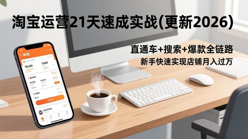 (17806期)淘宝运营21天速成实战(更新3月),直通车+搜索+爆款全链路,新手快速实现店铺月入过万-轻创社项目网