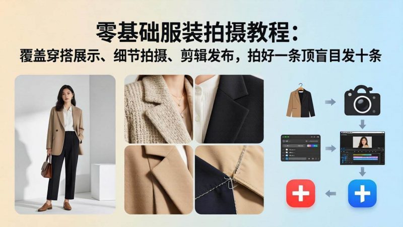 (17829期)零基础服装拍摄教程:覆盖穿搭展示、细节拍摄、剪辑发布,拍好一条顶盲目发十条-轻创社项目网