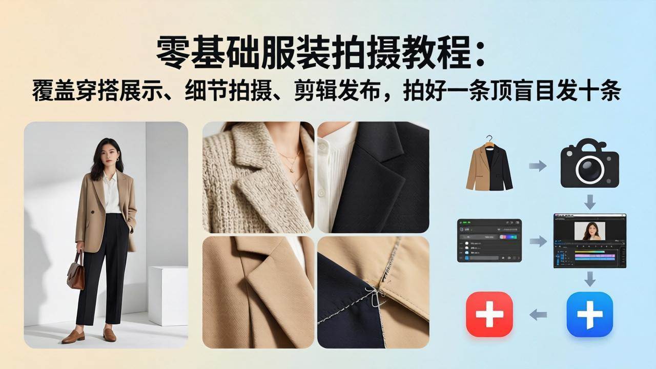 图片[1]-（17829期）零基础服装拍摄教程：覆盖穿搭展示、细节拍摄、剪辑发布，拍好一条顶盲目发十条