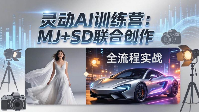(17795期)灵动AI训练营-3.0课程:MJ+SD联合创作,从婚纱大片到汽车广告,摄影后期全流程实战-轻创社项目网